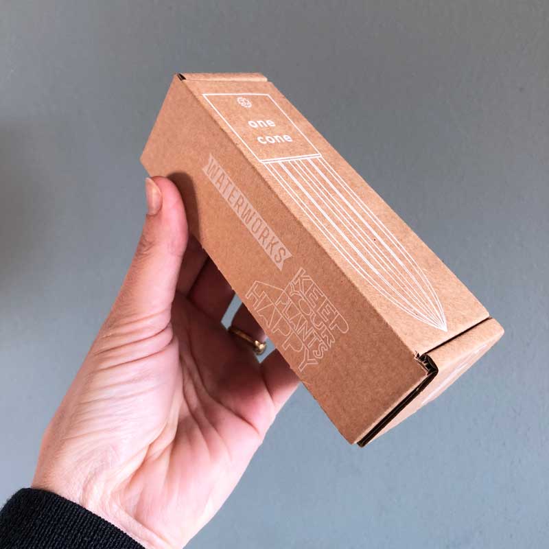 Waterworks single cone packaging - Waterworks watering globe - design by House of Thol / photograph by House of Thol