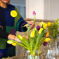 Arranging tulips with the Flower Constellation L - brass flower tools designed by House of Thol / photograph by Roza Schous