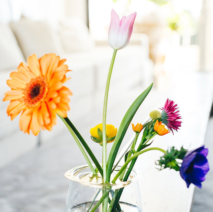 Bouquet arranged with Capricorn Flower Constellation / Brass flower tools to make the most of your flowers every time - design by House of Thol / Photograph by Masha Bakker